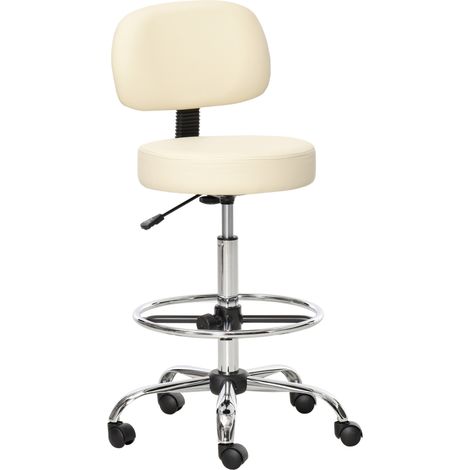 Drehbarer Barhocker mit verstellbarer Rückenlehne aus PU, beige, 56x57x104-127 cm (1/5)