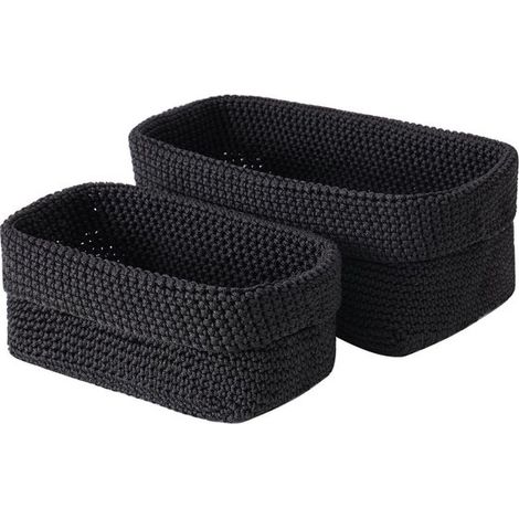 Panier de rangement tressé - Lot de 2 - Panier de placard - Fil de soie glacée - Panier à papier toilette - Paniers multifonctionnels - Accessoires de maison parfaits - Pour salle de bain, chambre d'e (1/5)