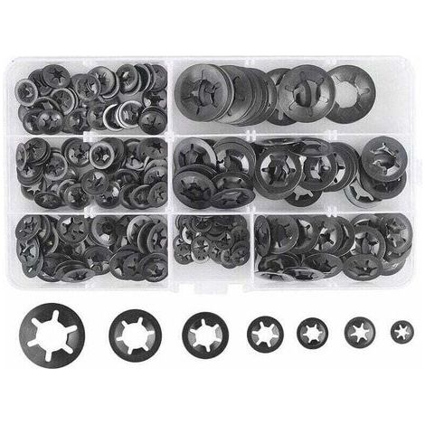 Rondelles de blocage rapides en acier noir – Lot de 280 pièces (M3 à M12, 7 tailles) – DPZO (1/5)