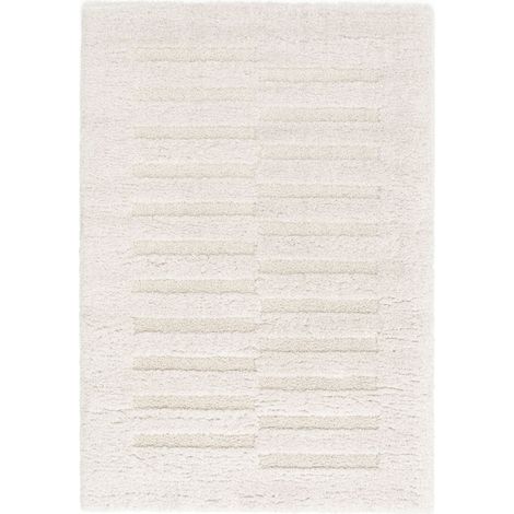 ORGANIC RELIEF - Tapis shaggy doux à relief graphique crème 160x230 (1/5)