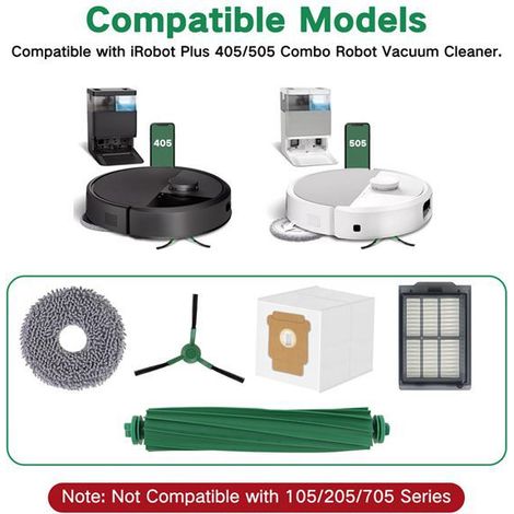 1 lot. Couleur : voir photo. Matière : plastique. Compatible avec les kits iRobot Roomba Plus 405. (1/5)