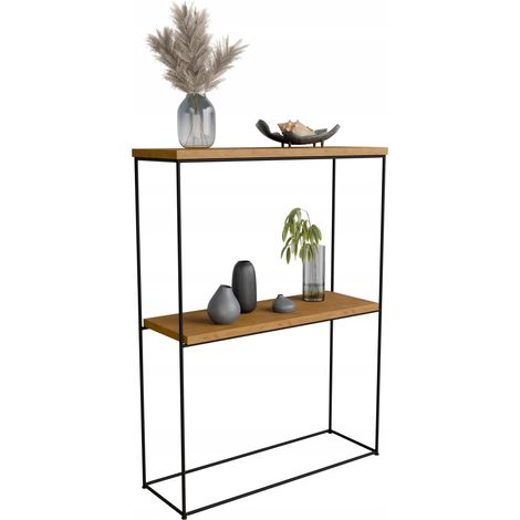 Mesa consola doble, alambre de 8 mm, 60 x 20, roble negro, Lancelot (1/4)