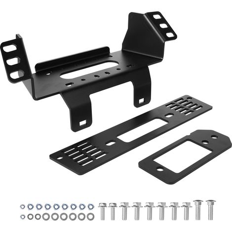 Support de Treuil Remorque, Capacité 907-1633 kg, Plaque de Montage de Treuil de Remorque pour Sauvetage de Modèles Polaris Ranger 2010-2021, avec 3 Trous de Fixation, Acier Thermolaqué, Noir (1/5)