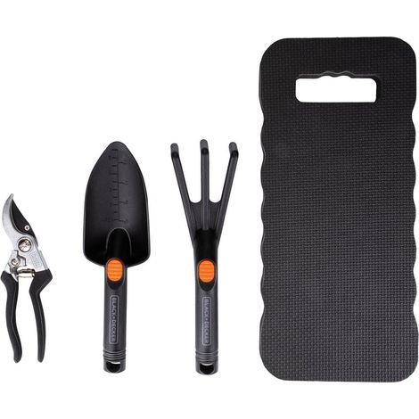 Northix Set de herramientas de jardín negro naranja 4 piezas