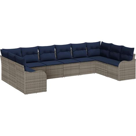 Sofa Set 10 pcs Grey Polyester vidaXL (1/5)