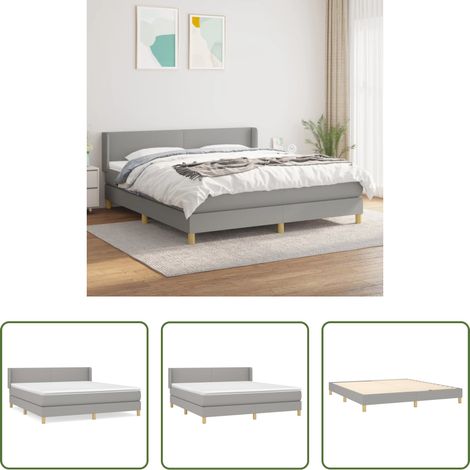 Matratze - Boxspringbett mit Matratze Hellgrau 180x200 cm Stoff (1/5)