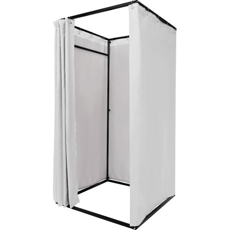 Mobile Cabine D'essayage, Temporaire Vestiaire Portable, 100x100x200cm, Salle D'essayage avec Rideau, Écran De Confidentialité pour Magasin Vêtements, Bureau et Centre commercial, Gris (1/5)