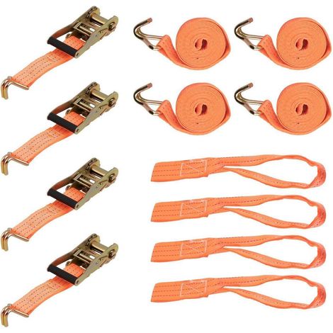 4x Spanngurte 3m 2000kg mit Ratsche und Haken, 35mm, EN 12195-2 (1/5)