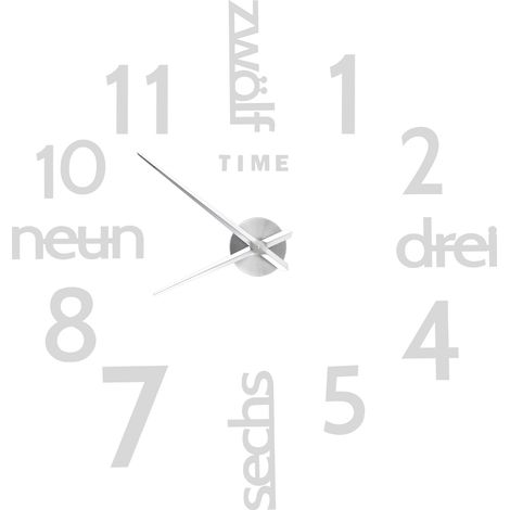 Horloge murale décorative pour la maison, autocollant miroir, pour cuisine ou salon, argentée (1/5)