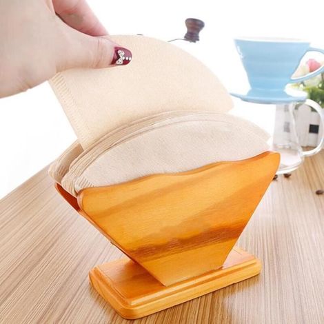 Porte-filtre à café, porte-filtre à café en bois réutilisable, salon pour la maison, café de bureau, hôtel 100 feuilles de (1/4)