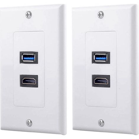 2 x 2 Ports + USB 3.0 de Mur Panneau de Plaque Sortie Prise Extenseur Blanc (1/5)