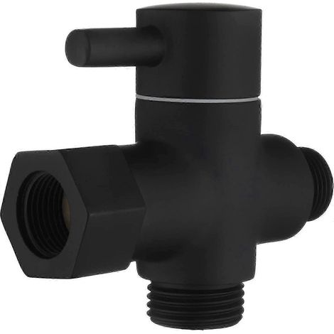 Vanne d'arrêt en laiton à 3 voies avec adaptateur 3/8-12/17 pour conduite d'eau de toilette, noire (1/5)