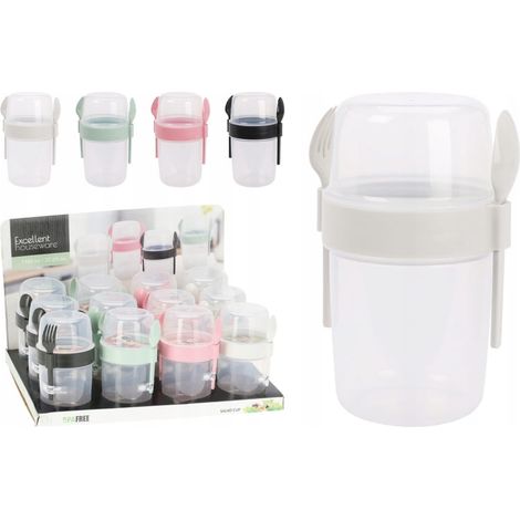 Boîte à lunch avec couverts, gobelet transparent de 1,1 l
