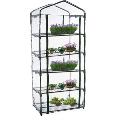 Petite serre de plain-pied avec couvercle en plastique PVC, serre portable à l'extérieur, utilisée pour la croissance des semis et des fleurs, 3 couches, hors support (69 x 49 x 187 cm)