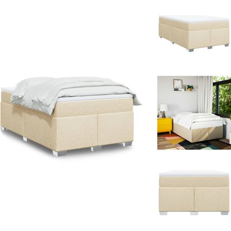 Sommier à lattes de lit avec matelas crème 120x190 cm tissu - Sommier À Lattes De Lit - Sommiers À Lattes De Lit - Lit - Meuble De Chambre À Coucher (1/5)