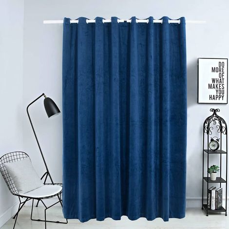 Rideau occultant et anneaux Velours Bleu foncé 290x245 cm (1/5)