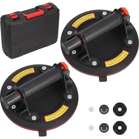 2 Pièces 8" Ventouse Carrelage, Ventouse Vitrier Capacité de Charge Max 200 kg, Professionnelles Ventouses à Vide avec Boîte de Transport pour Verre, Carreaux, Marbre (1/5)