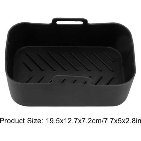 Ortviai Panier en silicone pour friteuse air chaud Ninja DZ201 Foodi 8QT – 2 pièces noires, résistant à 230 °C, antiadhésif (1/4)
