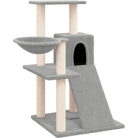 Tiragraffi per gatti Mobili per arrampicata su torre Tiragraffi piattaforma da arrampicata con tiragraffi in sisal leggero 82 cm grigio 020022616
