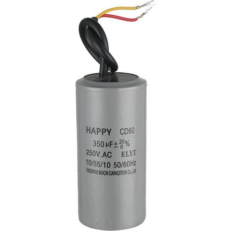 Condensateur de fonctionnement CBB60 40 µF 350 V CA 2 fils 50/60 Hz, cylindre 105 x 50 mm avec bornes pour compresseurs d'air, condensateurs haute température (1/4)