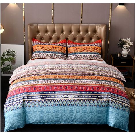 Couvre-lit matelassé bohème Double 3 pièces Patchwork Couvre-lit Courtepointe réversible Doux literie en Microfibre 220 240 cm (1/5)