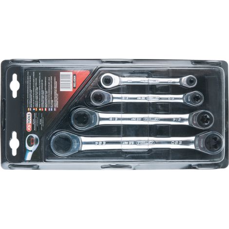 KS TOOLS  GEARplus Torx-E-Doble  Llave de  Carraca Anular  Juego de  4 piezas  - 503.4364