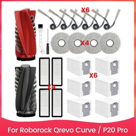 Für Roborock Qrevo Curve / P20 Pro Staubsauger: Hauptseitenbürsten, HEPA-Filter, Reinigungstücher und Staubbeutel. (1/5)