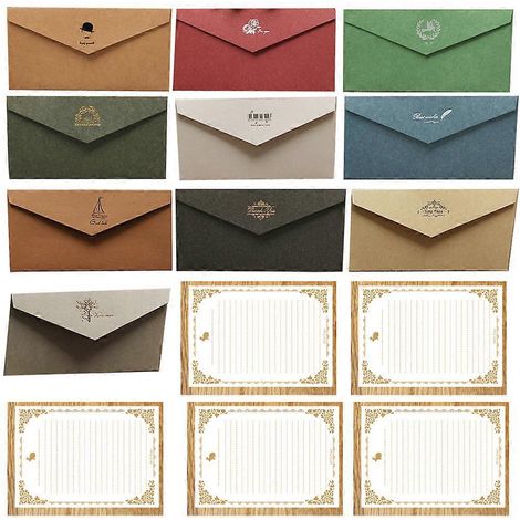 10 lots d'enveloppes de vœux, d'invitations et de messages pour fêtes, avec papier à écrire.-22X11CM
