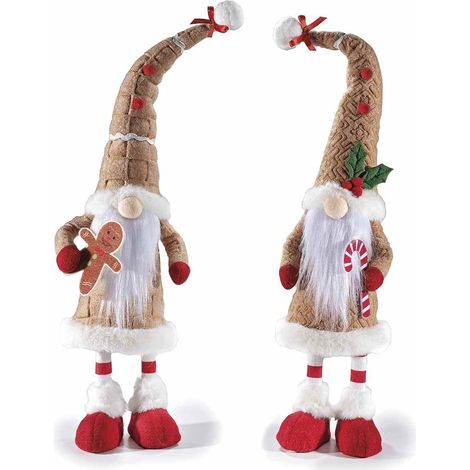 Set 2 Babbi Natale da Vetrina Dondolanti - Altezza 49 cm - Addobbi Natalizi (1/3)