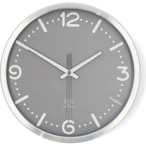 Orologio da parete silenzioso radiocontrollato 300 mm alluminio grigio