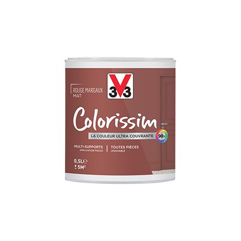 Peinture Multi-supports V33 Colorissim Mat Rouge Margaux 0,5 L