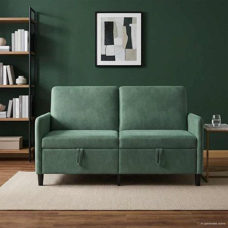 vidaXL Sofá con almacenamiento Verde Mar 152 x 78 x 87 cm Poliéster (1/5)