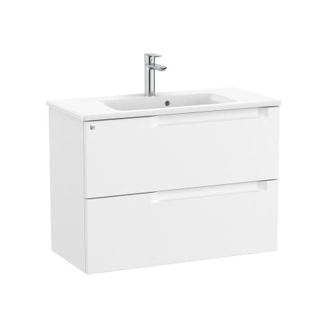MUEBLE COMPACTO 800MM ALEYDA 2 CAJONES + LAVABO 380MM BLANCO MATE