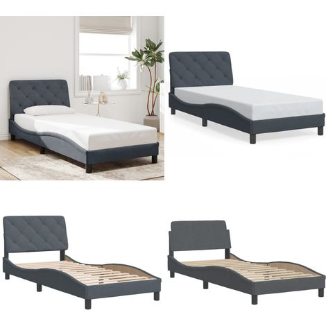 Bettgestell ohne Matratze Dunkelgrau 90x200 cm Samt - Bettsystem - Doppelbett - Boxspringbetten - Samtbett - Modernes Bett - Home & Living (1/5)