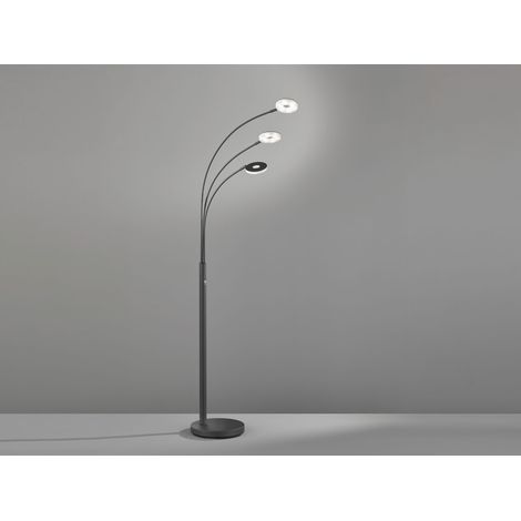 Große LED Bogenlampe DENT dimmbar Design Schwarz, Höhe 185cm (1/5)
