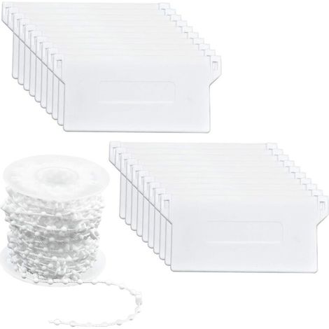 20 Pieces Vertical Blind Weights Bottom Slats 89mm (3.5inch) & 10m Plastic Vertical Blind Chains for Vertical Blinds Curtains Repair Kit, White