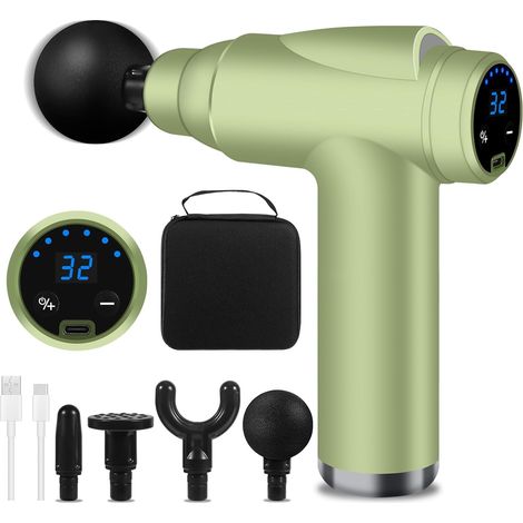 APEX Mini Massage Gun avec 32 Niveaux Réglables 4 Têtes de Massage et LCD, Léger et Portable,Soulager Douleurs et Raideurs Musculaires (1/5)