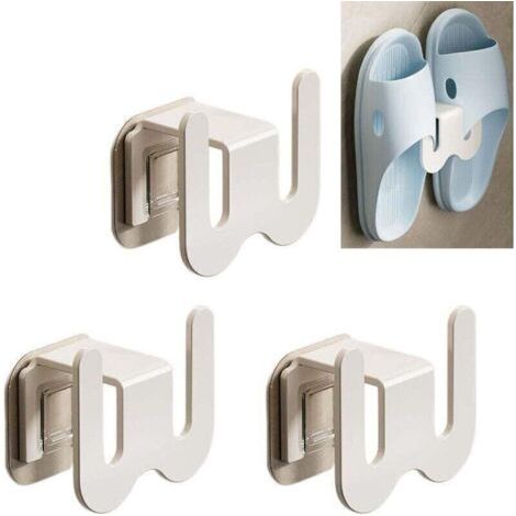 (3 pièces, blanc) Porte-chaussures, 3 x 2 pouces en aluminium sans trou, rangez votre chambre, convient à la chambre et à la salle de bain (1/5)