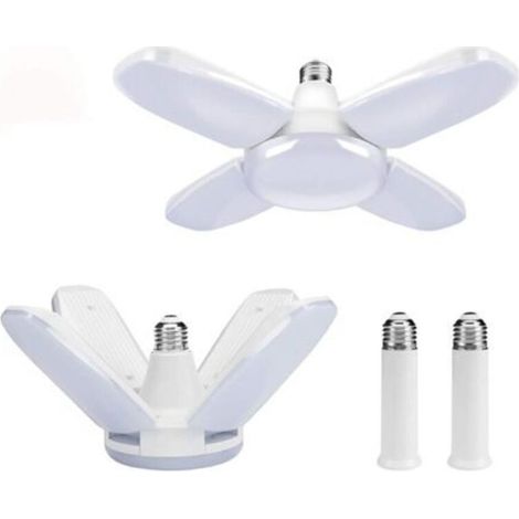 Paquete de 2 luces LED para garaje, 60W E27 6000K Lámpara de taller deformable con 4 paneles ajustables Luz de techo LED para garaje, taller, almacén, sótano, gimnasio, cocina (blanco frío) (1/5)