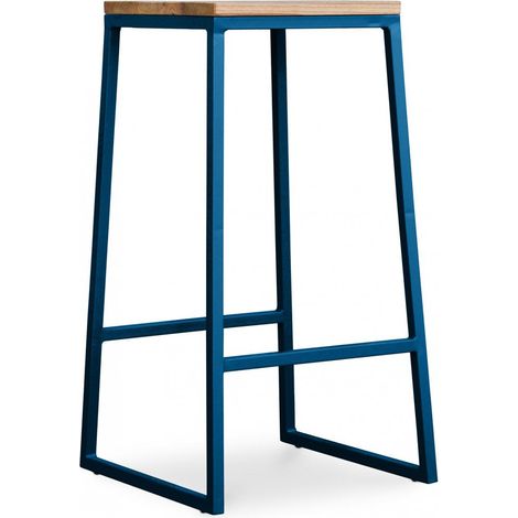 Sgabello da bar di design industriale - Legno e metallo - 76cm - Big Boy Blu scuro (1/5)