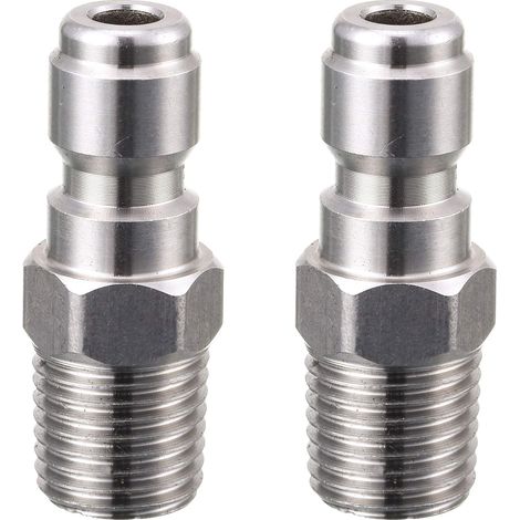 Lot de 2 Adaptateurs pour Nettoyeur Haute Pression, Raccord NPT Mâle de 1/4 Pouces, Prise de Connexion Rapide, Coupleur en Acier Inoxydable, 5000 PSI (345 Bar) (1/5)