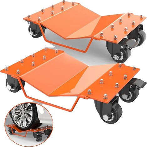 Ensemble de Camion de Transport, Construction en Acier Durable, Roues Pivotantes à 360°, Orange (1/2)