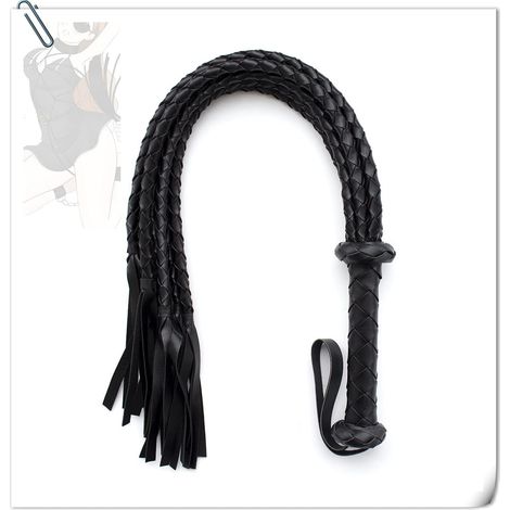Cravache et Fouet en Cuir de Haute qualité pour Club équestre, Cadeau Surprise d'accessoires d'équitation (Noir) (1/4)