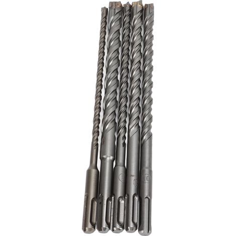 Ensemble 5 Forets Béton 6, 8, 10, 12, 14 mm Longueur 210 mm Mèches Croisées pour Perforateur Électrique (1/5)