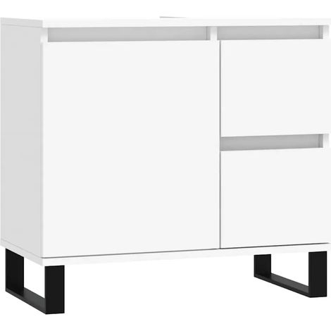 Mueble de baño moderno con espacio de almacenamiento 65 x 33 x 60 cm madera de ingeniería blanca 020049046 (1/5)