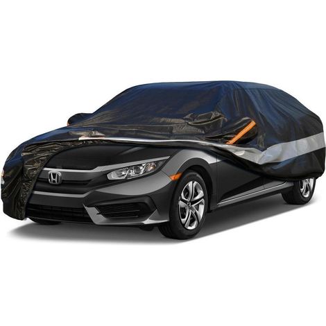 Autoabdeckung 10 Schichten Wasserdicht Atmungsaktiv für Honda Civic (1995-2023) Schwarz (1/5)
