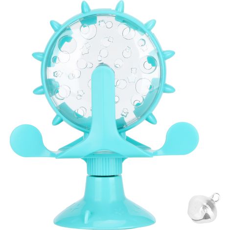 Distributeur de Nourriture pour Chat avec Roue Tournante, Jouet Stimulant Anti-Fuite Bleu (1/5)