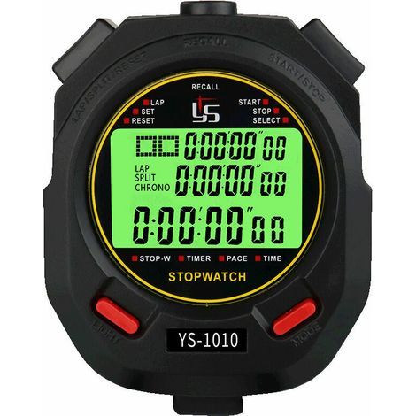 Chronomètre avec fonction muet et lumière, chronomètre électronique lumineux chronomètre d'entraînement professionnel pour le sport(10 mémoires),76221mm (1/4)
