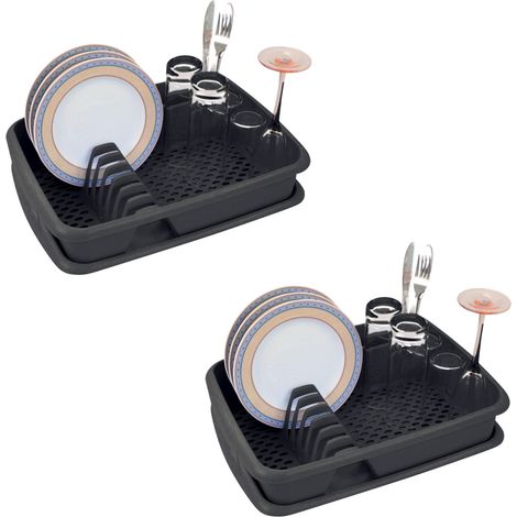 2x Novaliv Abtropfwanne Abtropfgestell und Abtropfschale Anthrazit