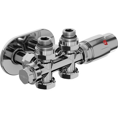 Mexen G00 set termostatico angolare/dritto con copertura R, Duplex, DN50, cromo - W908-900-905-01 (1/3)